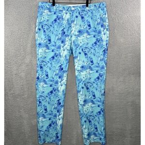 Hreski Golf Pants Men's Size 40x Abstract Blue Watercolor Marble Stretch EUC
